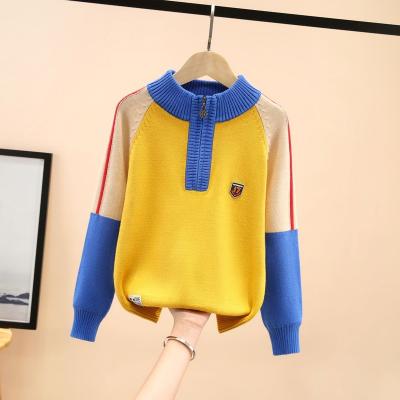 China Anti-wrinkle Knitted Factory Outlet Cotton O-neck Zipper Thicken Boy's Sweaters for sale