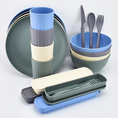 China Reusable Nordic Biodegradable Shatterproof Plastic Wheat Straw Dinnerware Kitchenware Wholesale Custom Restaurant Dish Dinnerware Set Viable for sale