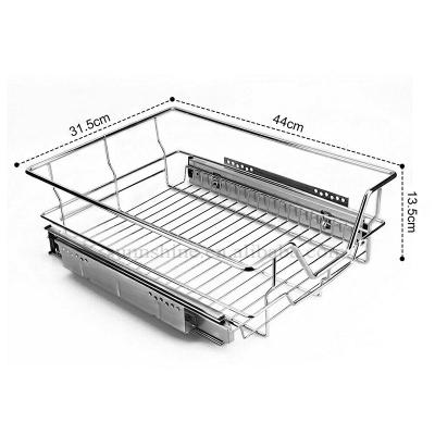 China 2021 Soft Narrow Runners Design Pull Out Sliding Wire Locker 400mm Cabinet Cupboards Storage Chrome Finish Buffet Drawer Soft Narrow Basket for sale