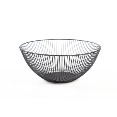 China Modern Simple Skeleton Draining Kitchen Fruit Organizer Mesh Basket Steel Vegetable Bread Basket For Kitchen for sale