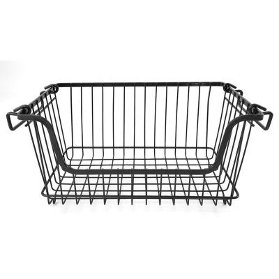 China High Quality Modern Metal Wire Iron Storage Organizer Kitchen Basket Wholesale Square Shape Iron Wire Metal For Sale for sale