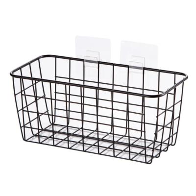 China Custom Made High Quality Rectangle Black Metal Wire Storage Basket Viable Hanging Basket For Kitchen Box Storag Decor Storag Basket 