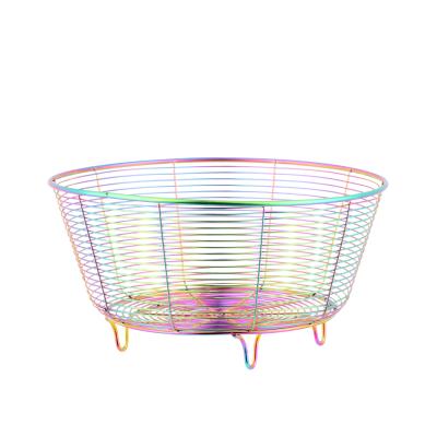 China Factory Sustainable Tour Shape Metal Wire Fruit Storage Basket Gold Stainless Steel Vegetable Bread Basket For Lowest Price for sale