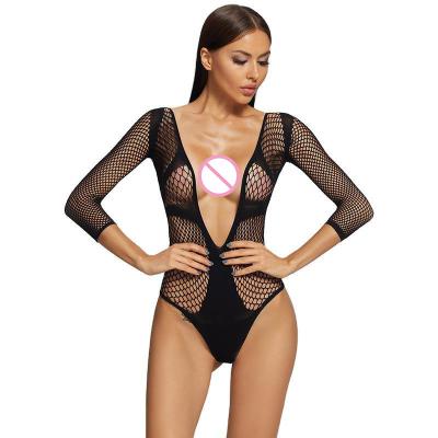 China Deep Straps Mesh Sexy Nightdress Sleepwear Hollow Net Women's Sexy Lingerie V-neck Embroidery Perspective Temptation Sleepwear for sale