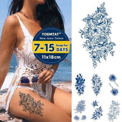 China Temporary Long Lasting Herbal Flower Tattoo Sticker Sexy Custom Waterproof Semi Permanent Tattoos for sale