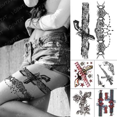 China Wholesale Temporary Women Lace Up Temporary Gun Arm Body Tattoo Stickers for sale