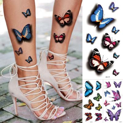 China Customized CMYK Colorful 3d Butterfly Temporary Temporary Tattoo Sticker for sale