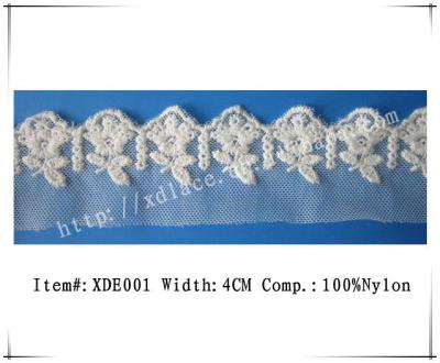 China Swiss Trim Sustainable , High Quality Sustainable And Low Price Lace Up Mesh Embroidery Lace Trimming As Garment Accessories for sale