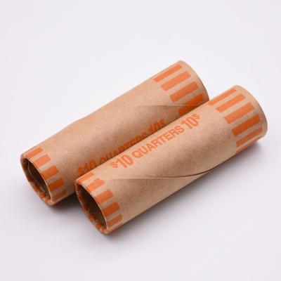 China Biodegradable Preformed Heavy Duty Coin Wrappers Kraft Paper One End Crimped For Quick Easy Use Gather Federal Reserve ABA Standard for sale