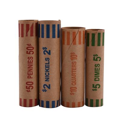 China Biodegradable assorted tubular paper coin wrappers with quarters, pennies, nickels and dimes for sale