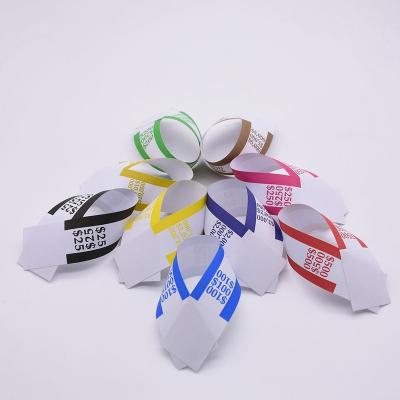 China Self-adhesive Money Wrapping Paper Currency Straps Manual Wrapping Heavy Duty White Straps Packs for sale