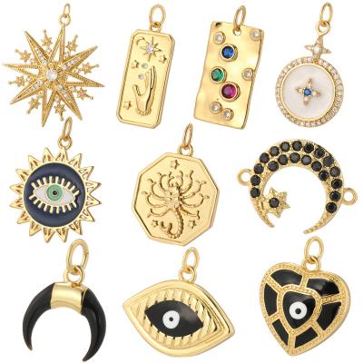 China CLASSIC Turkish Evil Blue Eye Sun Moon Star Charms Enamel Craft Jewelry Making Supplies Heart Accessories Diy Earrings Necklace Pendant for sale