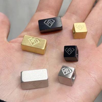 China FASHIONABLE Custom Name Logo Stainless Steel Gold Beads For Jewelry Making 8mm 10mm Pendants Cube Spacer Beads Diy Bracelet Beads Making for sale