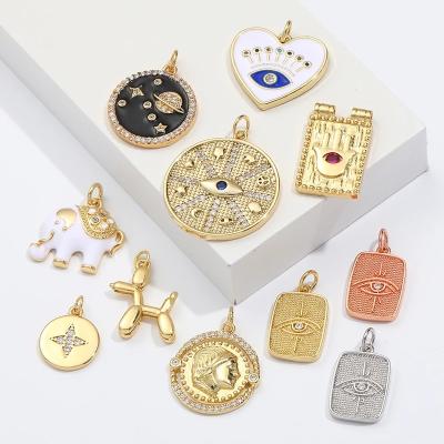 China FASHIONABLE Devil's Diamond Cutout Eye Charm Pendant Diy Necklace Accessories Third Eye Pendants 18k Gold Charms Making for sale