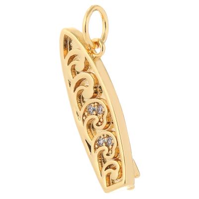 China FASHIONABLE Custom Solid Gold Sculpted Waves Skateboard Surfboard Boat Zircon CZ Charms Diy Pendant Jewelry for sale