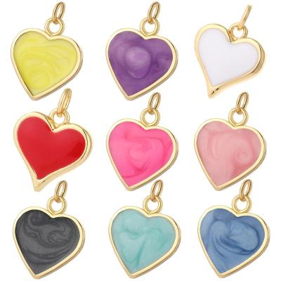 China TRENDY Heart Pendant Enamel Charms Female Jewelry Making Diy Jewelry Making Accessories Heart Zirconium Bracelet Minimal Jewelry Making for sale