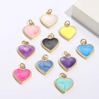 China 2022 TRENDY Enamel Heart Boho Charms For Jewelry Making Bulk Supplies Diy Earrings Bracelet Necklace Accessories Gold Plated Wholesale for sale