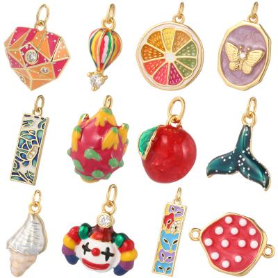 China TRENDY Enamel Heart Fruit Butterfly Charms For Jewelry Making Diy Supplies Ice Cream Balloon Charm Lemon Accessories Gold Copper Phone for sale