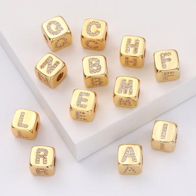 China FASHION Personalized Name Cube Initial Letter Charms Gold Slider Initial Dangle Charms For Bracelets Jewelry Making for sale