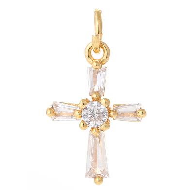 China FASHIONABLE small 18k gold plated zirconia ice assoceries jewelry vendors cross charms religious pendant charms jewelry making for sale