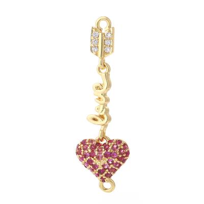 China FASHIONABLE 3d Heart Charm Zirconia Heart Brass Pink Stud Earrings Fancy Bracelets for sale