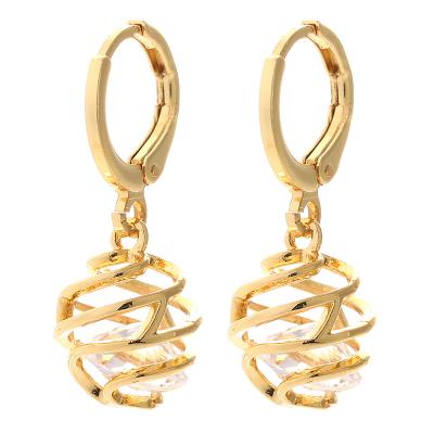 China FASHIONABLE Unique Stud Earrings Geometric Acrylic 18k Gold Plated Zircon Jewelry Hoop Earrings Circle Copper Women for sale