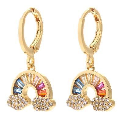 China TRENDY Beaded Rainbow Earrings 18k Gold Plated Jewelry Colorful CZ Earrings For Women Jewelry Earrings for sale