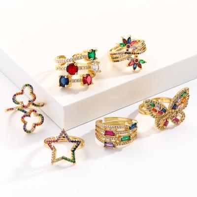 China FASHIONABLE Custom High Quality Affordable Stars Irregular Geometric Butterflies Flower Name Adjustable Engagement Band Rings for sale