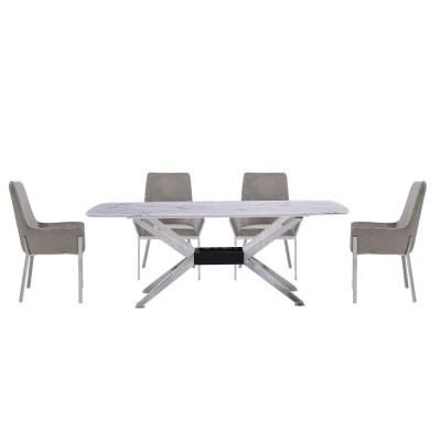 China Marble Home Furniture Stainless Steel Marble Top Dining Table for sale