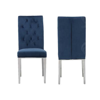 China Stable New Design Restaurant Dining Chair Blue Velvet Dining Chair With Dining Table Set for sale