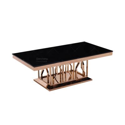 China Stable Mirror Glass Gold SS Furniture Stainless Steel Modern Coffee Table for sale