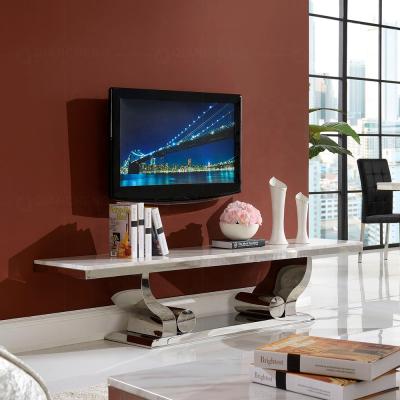 China Modern Marble Frame Stainless Steel Modern Marble Frame TV Furniture Living Room White Marble Top Bracket for sale