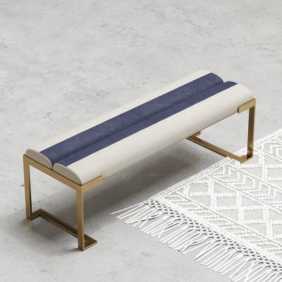 China Gold Stainless Steel Stool Glass Modern Leather High Bed Stool For Bedroom for sale