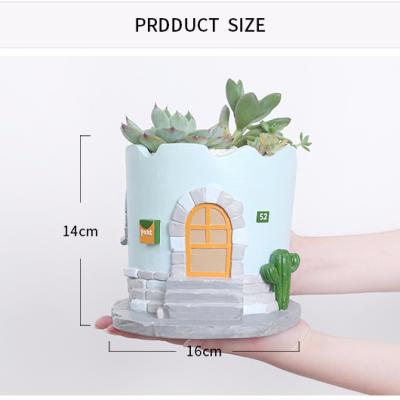 China Handmade Rustic Planters Pots Flower Pot Window Pot Resin Planter Indoor Square Flower Pots for sale