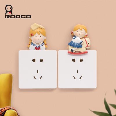 China Eco-Friendly Anna Switch Sticker Resin Wall Decor Interior Office Roogo Diary and Cute Bedroom Home Modern Style Girl Switch Ornament for sale