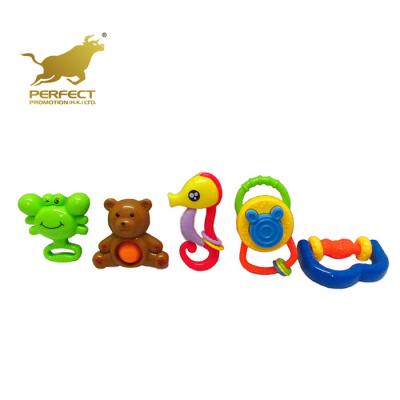 China Musical Toy Infant Animal Musical Shaking Bell Toy Plastic Baby Rattle Toy Set (5pcs) for sale