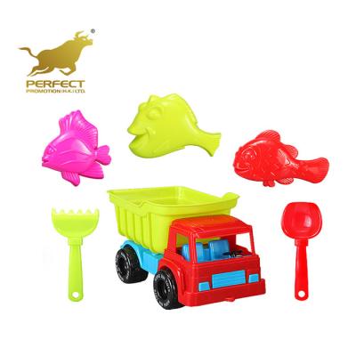 China Buggy Beach Sand Toy For Plastic Buggy Car Toy For Kids New Cartoon Children Beach Sand Dump Truck With Mold Beach Sand Toy Set (6pcs) for sale