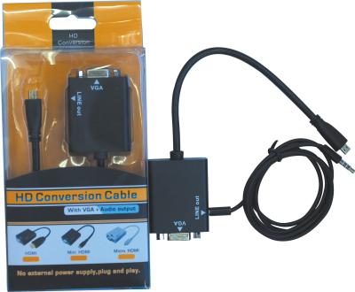 Chine HDMI micro au convertisseur VISUEL AUDIO de câble de VGA pour le PC d'ordinateur/comprimé d'appareil-photo à vendre