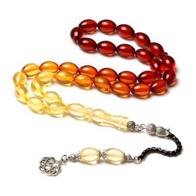 China Rosary 9*13mm amber color resin shape resin amber color oval nice muslim misbaha tesbih misbaha beads religious jewelry gifts for sale