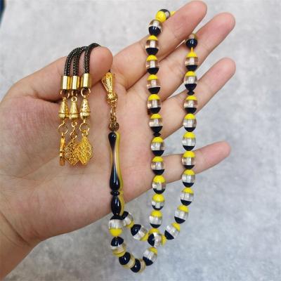 China Factory price cheap high quality sibha oval shape 7.5*10mm resin religious islamic muslim muslim tesbih misbaha rosary 33 tasbeeh prayer beads for sale