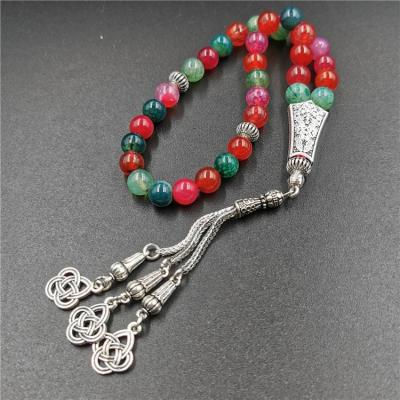 China Factory Sale Religious Agate Muslim Colorful Stone Tasbih 33 Islamic Misbaha Prayer Beads for sale