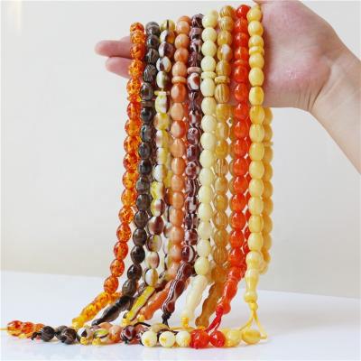 China Factory sale oval religious resin 12*16mm islamic sibha of 33 prayer beads misbaha tesbih muslims rosary tasbih beads for sale