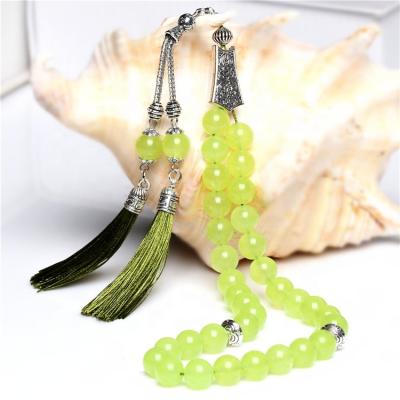 China 33 Religious Turkish Islamic Tasbih Misbaha Sufi Worry Beads Green Tesbih Beads Thread Tassel Prayer Beads for sale