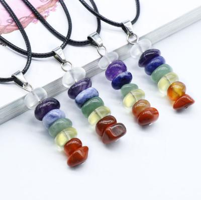 China FASHIONABLE Irregular Natural Seven Chakras Crystal Pendant Chakra Natural Gemstone Necklace for sale