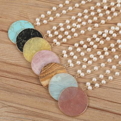 China TRENDY Rough Citrin/Amethyst/Fluorite/Irregular Aventurine Stone Wrapped Pendant Necklace Jewelry for sale