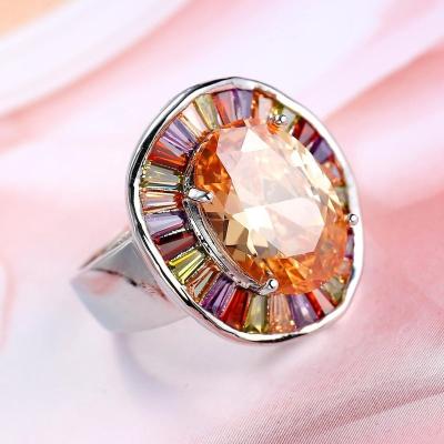 China Large Oval Diamond Luxury Engagement 3A Zircon Rings Fashion Wedding Jewelry Accessories TRENDY For Women for sale