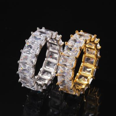 China Sterling Silver CZ Diamond Cut Zirconia Hip Hop Ring Bling Gold Plating Hiphop Wand Ring 925 Rapper Jewelry for sale