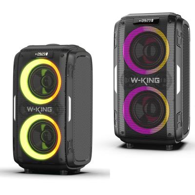 China LED light W-KING 2022 120W output power with two microphones bluetooth hot selling speaker for sale