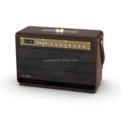 China Wholesale Telephone Function W-KING K6L Vintage Woofer Wireless Bluetooth Speaker with 2pcs Wireless MIC for sale