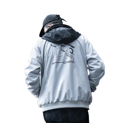 China Tide Viable Brand Killwinner Casual Tops Pilots Coat Western Street Men's Gray Loose Print Hooded Jacket for sale